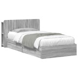 vidaXL Cadru de pat cu depozitare cu sertar Sonoma gri 75 x 190 cm 3433528