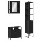 Set dulapuri de baie, 3 piese, negru, lemn prelucrat