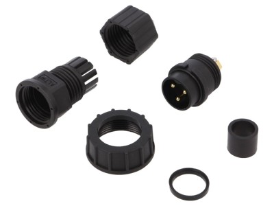 Conector circular 3-pini aurit 20A foto
