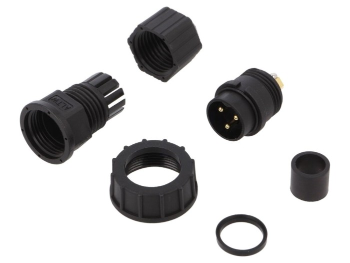 Conector circular 3-pini aurit 20A