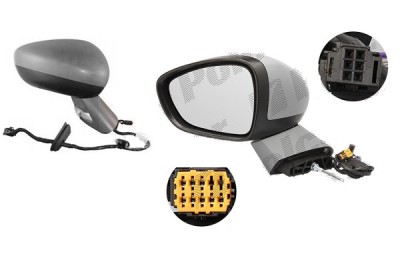 Oglinda exterioara Citroen C5 (Rd/Td), 01.2008-, Dreapta, reglare electrica; grunduit; incalzita; geam convex; cromat; senzor temperatura; pliere ele foto