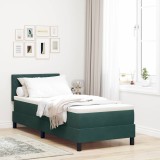 Cumpara ieftin Pat cu arc LED cu headboard Verde inchis 80 x 200 cm Catifea