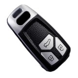 Husa Cheie Audi A4, SmartKey, Tpu, Aspect Piele, Gri AutoProtect KeyCars, Oem