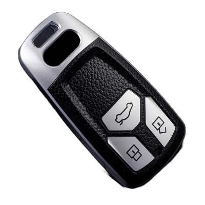 Husa Cheie Audi A4, SmartKey, Tpu, Aspect Piele, Gri AutoProtect KeyCars foto