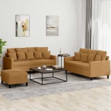 vidaXL Set de canapele cu perne, 3 piese, maro, catifea 3201717