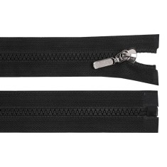 Fermoar detasabil din plastic cu glisor decorativ, lungime 50 cm, Negru