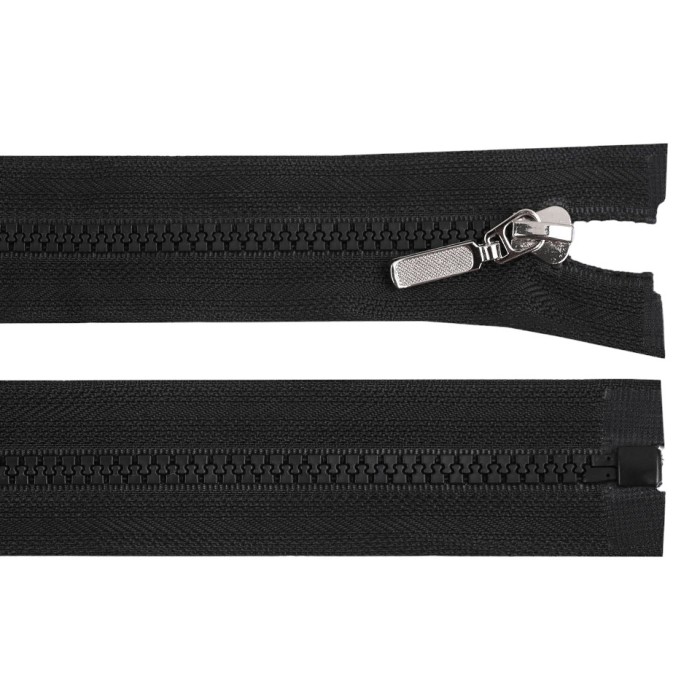Fermoar detasabil din plastic cu glisor decorativ, lungime 50 cm, Negru