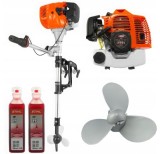 Motor barcă pe benzina 2 timpi, 4 kW, 5.2 CP, cizmă reglabilă, motor outboard pentru ponton și barcă gonflabilă sau fibra