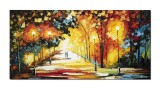 Cumpara ieftin Tablou stilizat indragostiti pictat manual, Impreuna pe aleea vietii, 120x60cm ulei pe panza