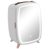 HOMCOM Mini-frigider pentru produse cosmetice, băuturi și gustări, portabil, cu oglindă iluminată, funcționare silențioasă, 6L, alb | Aosom Romania