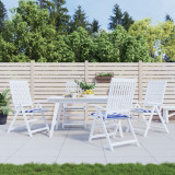 VidaXL Perne scaun grădină 4 buc dungi albastru&amp;alb, 40x40x3 cm textil