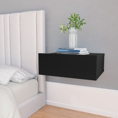 Gossi noptiere suspendate, 2 buc., negru, 40x30x15 cm, pal foto