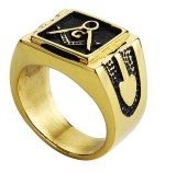Inel Masonic Otel Inoxidabil Auriu cu Negru MM634