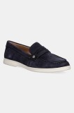Geox mocasini din piele intoarsa D XAND 3 femei, culoarea albastru marin, cu toc plat, D550ZD 00022 C4002