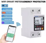 Contor Inteligent WiFi 63A Tuya Smartlife, Monitorizare Energie, Protectie Supratensiune, Scurtcircuit, Afisaj LCD