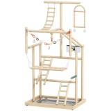 PawHut Trespol pentru Papagali, Parc de Joacă pentru Păsări cu Scări, Lanțuri, Boluri, Tavă Detașabilă și Perchoare, pentru Parakeți, Perusi și Conuri