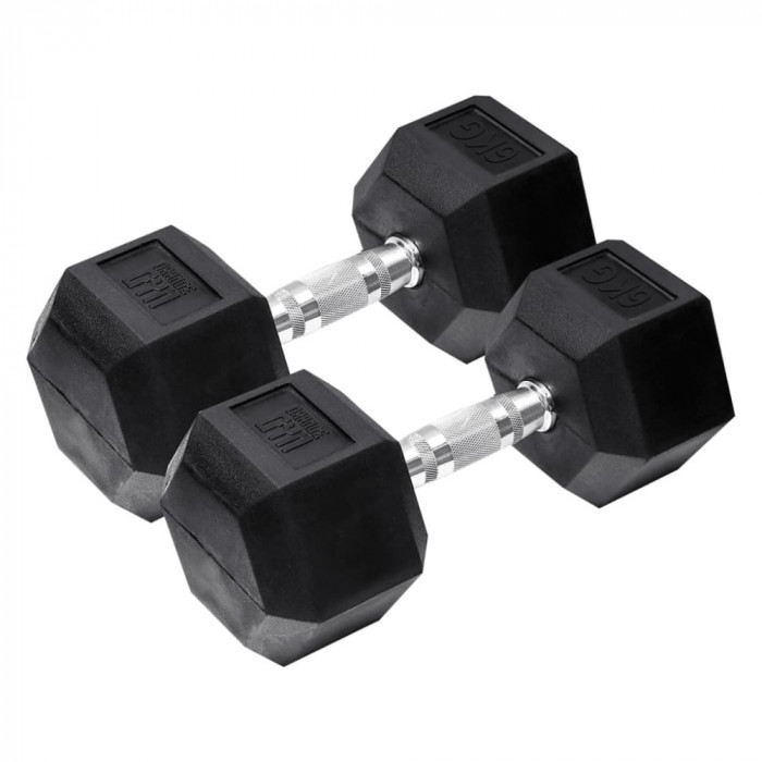 Orange Gym Ganteră hexagonală, negru, 2 x 6 kg