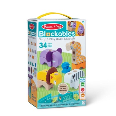 MELISSA AND DOUG SET DE CONSTRUCTIE DIN LEMN ANIMALE DIN SAFARI foto