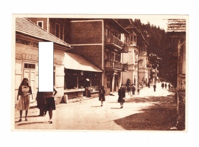CP Tusnad - Strada principala, RPR, animata, circulata, 1950, stare excelenta foto