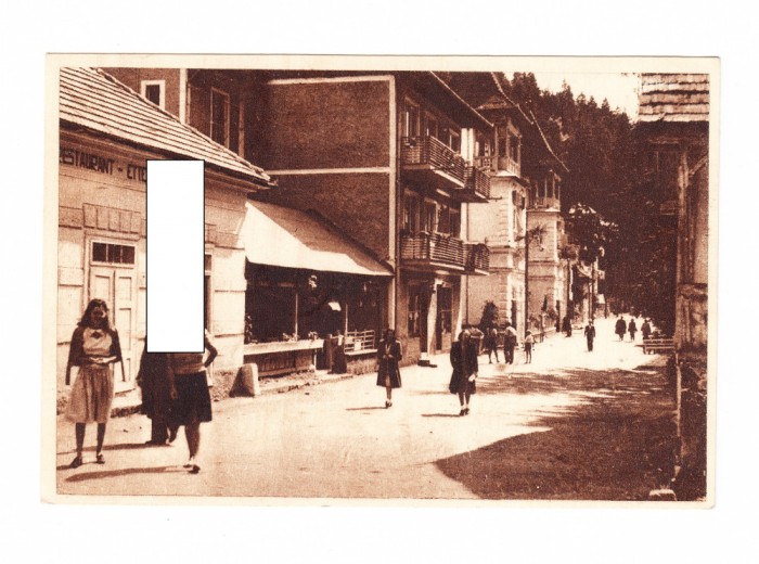 CP Tusnad - Strada principala, RPR, animata, circulata, 1950, stare excelenta