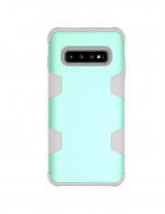 Husa Samsung S10, verde, 2 materiale silicon si policarbonat, 3 componente protective foto