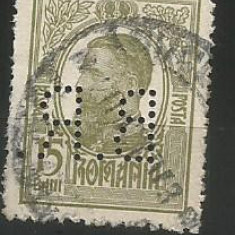 No(08)timbre-Romania 1908-L.P.66- Carol I gravate -perfin B.R.-15 bani