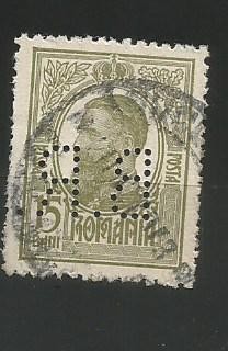 No(08)timbre-Romania 1908-L.P.66- Carol I gravate -perfin B.R.-15 bani foto