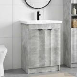 Cumpara ieftin Set de mobilier pentru baie Gri Beton 78,5 x 37,5 x 81 cm