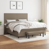 Cumpara ieftin Pat continental cu saltea, gri taupe, 180x200 cm, textil