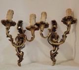 Superba pereche de aplice din bronz masiv in stilul Rococo