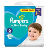 Scutece Active Baby, 13-18kg, Marimea 6, 56 bucati, Pampers