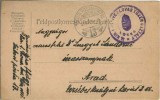 CP1739N Feldkorrespondezkarte, carte poștală, ștampilă Magyar kir&aacute;lyi I honv&eacute;d lovas t&uuml;z&eacute;r oszt&aacute;ly, T&aacute;bori postahivatal 13, expediată la Arad, 1916