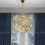 Candelabru Cristal TOPKAPI Petito 3xE27, Diametru 30cm, Auriu Lucios, Inaltime Reglabila