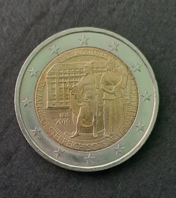 2 Euro comemorativi &amp;quot; Banca Nationala - 200 de ani&amp;quot;, Austria 2016 - G 3851 foto