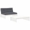 Set mobilier de gradina cu perne, 2 piese, alb, lemn masiv