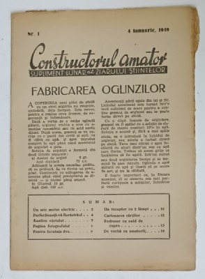 CONSTRUCTORUL AMATOR , SUPLIMENT AL ZIARULUI STIINTELOR , NR. 1, 1949 foto