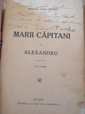 General Leon Cerchez / Marii capitani : Alexandru, 1927 - dedicatie si autograf foto