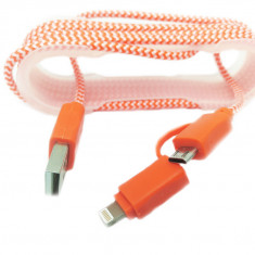 Cablu De Date MRG M-173, 2 In 1, Iphone 5/6 + Micro USB, Rosu C173