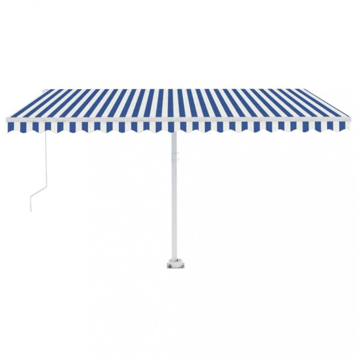 Copertina retractabila manual LED, albastru si alb, 450x300 cm