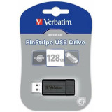 Cumpara ieftin Memorie USB VERBATIM PINSTRIPE 128GB USB2.0 BLACK 49071, 128 GB