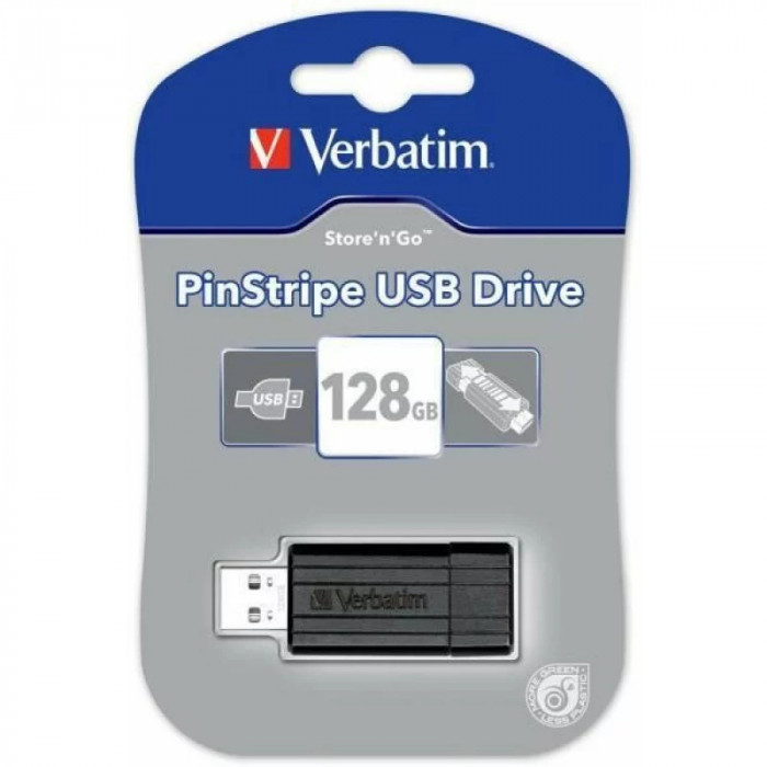 Memorie USB VERBATIM PINSTRIPE 128GB USB2.0 BLACK 49071