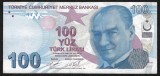 TURCIA 100 LIRE 2009 ( 2017) prefix F [2] P- 226d , Semn Guvernator : Murat Uysal , Viceguvernator : Ugur Namik Kucuk , VF