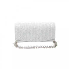Geanta plic seara pentru ocazii si petreceri, alb, sclipici verde, mic, 20 x 10 cm, Magrot 24017