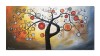 Tablou Copacul vietii, bucurie, pictat manual 140x70cm ulei panza in relief efect 3D, gata de expus pe perete