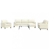VidaXL Set de canapele cu perne/rulouri, 4 piese, crem, catifea