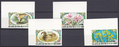 DB1 Fauna Africana Flora Ghana 1972 4 v. Nedantelate RR MNH foto