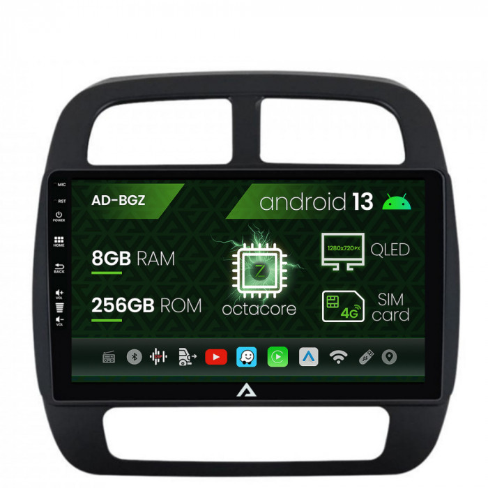 Navigatie Dacia Spring (2021- Prezent), Android 13, Z-Octacore 8GB RAM + 256GB ROM, 9 Inch - AD-BGZ9008+AD-BGRKIT366V4s