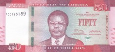 Bancnota Liberia 50 Dolari 2017 - P34b UNC foto
