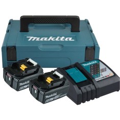 Set 2 acumulatori si incarcator Makita 198116-4, 18 V Li-Ion, 6 Ah, valiza speciala, compatibil cu Makita DPO600Z