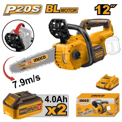 Drujba electrica de mana cu 2 acumulatori 4 ah, 20 v, 900 w, 7,9 m/s - Ingco CGSLI201286 foto